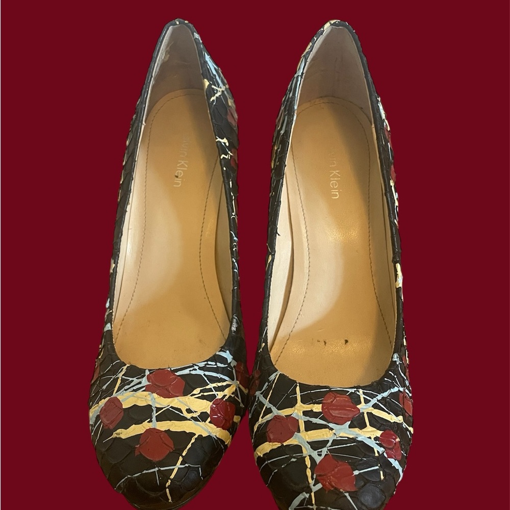 Calvin Klein Jackson Pollock Style Splatter Paint Platform Heels Vibram Soles - Picture 2 of 7